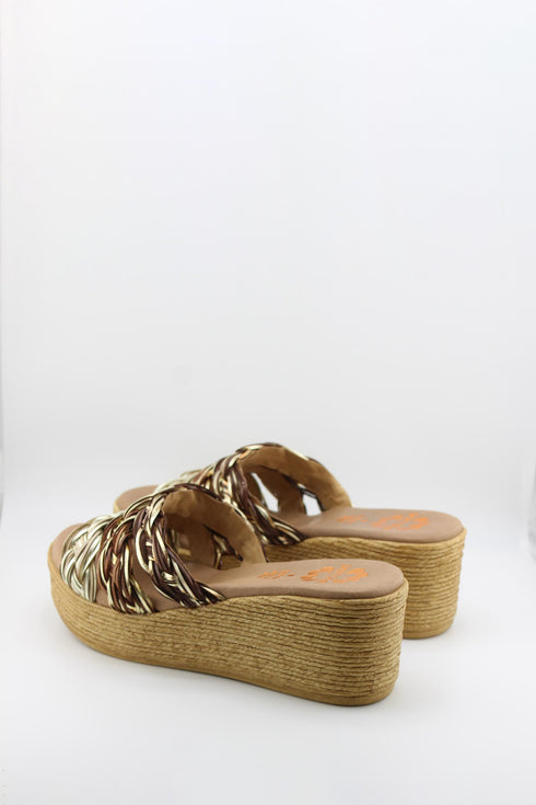 Porronet Woven Raffia Platform Slide Sandals