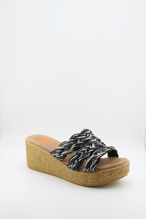 Porronet Woven Raffia Platform Slide Sandals