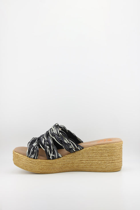 Porronet Woven Raffia Platform Slide Sandals