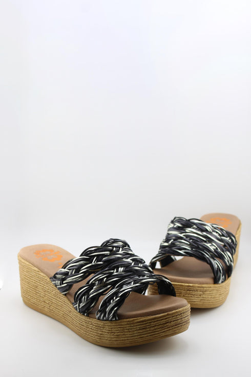 Porronet Woven Raffia Platform Slide Sandals