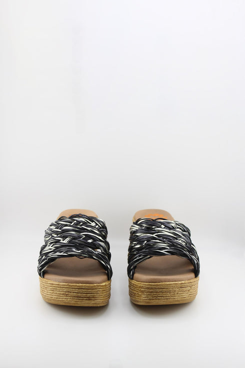 Porronet Woven Raffia Platform Slide Sandals