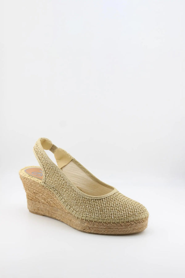 Salvi Calzados Closed-Toe Woven Espadrille Wedge with Slingback