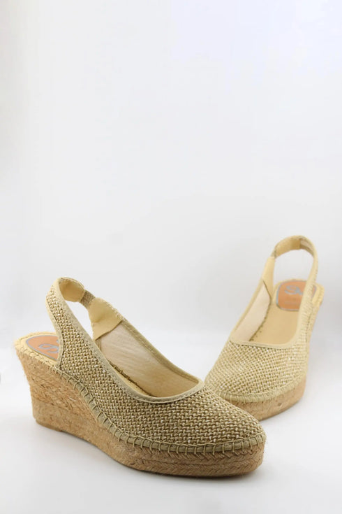 Salvi Calzados Closed-Toe Woven Espadrille Wedge with Slingback
