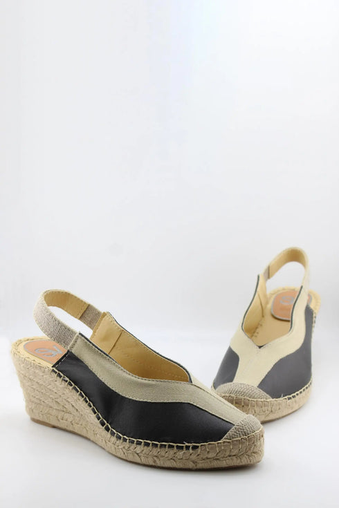 Salvi Calzados Slingback Peep-Toe Espadrille Wedges