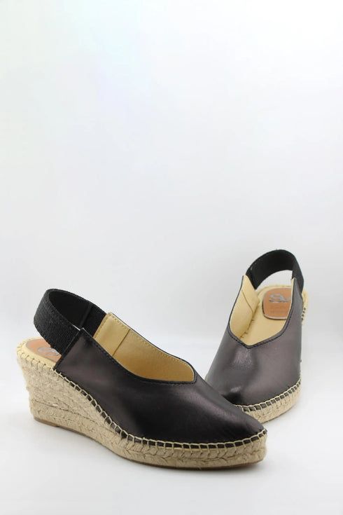 Salvi Calzados Slingback Peep-Toe Espadrille Wedges