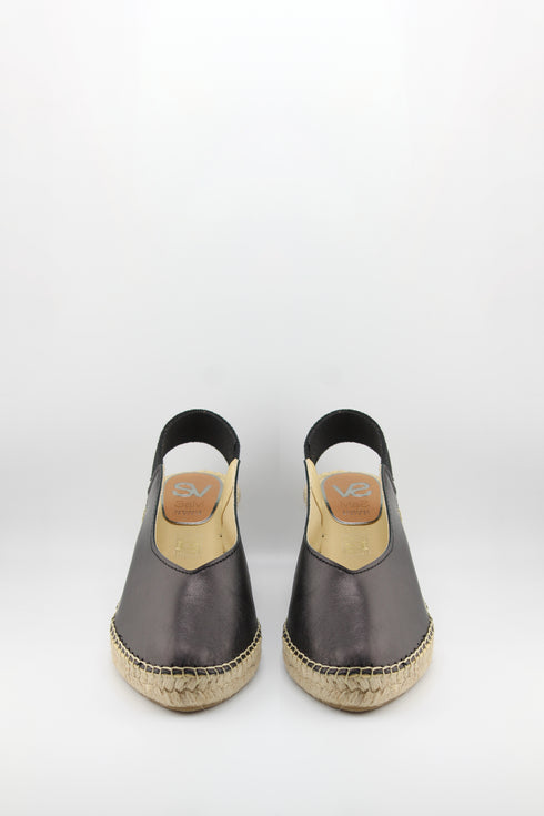 Salvi Calzados Slingback Peep-Toe Espadrille Wedges