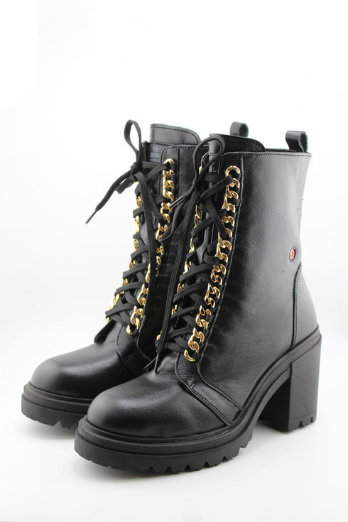 Robinson Chunky Heel Leather Lace-Up Boots