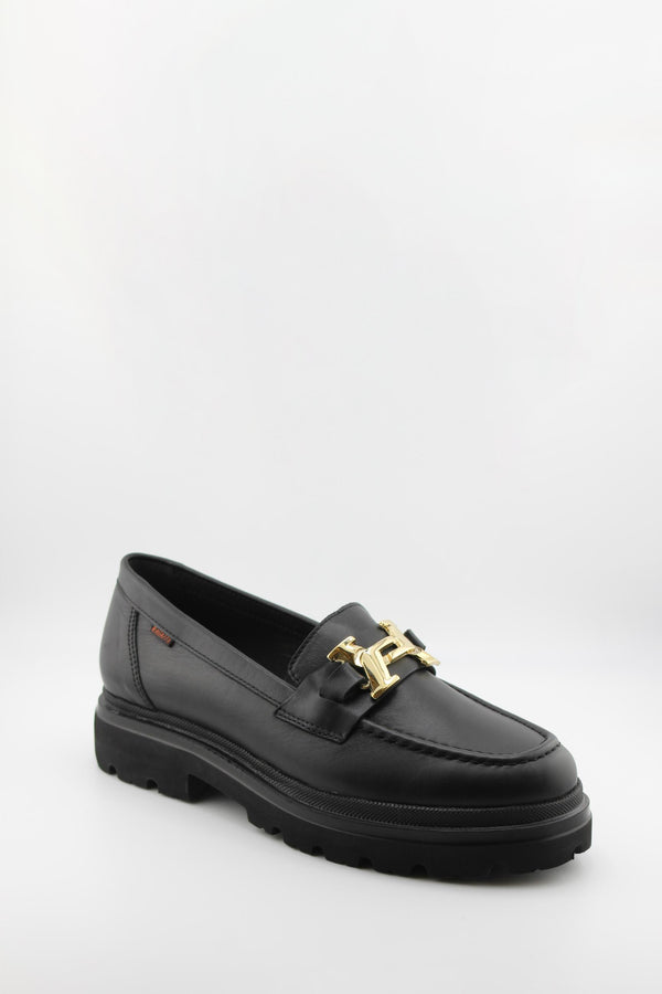 Ragazza Leather Chunky Sole Loafers with Metallic Buckle