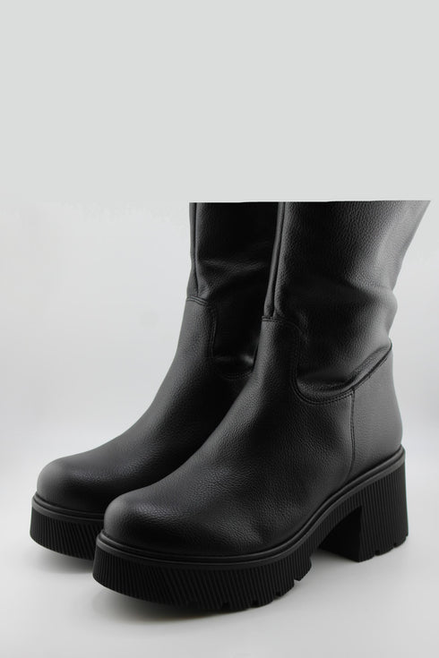 Ragazza Chunky Textured Mid-Calf Boots