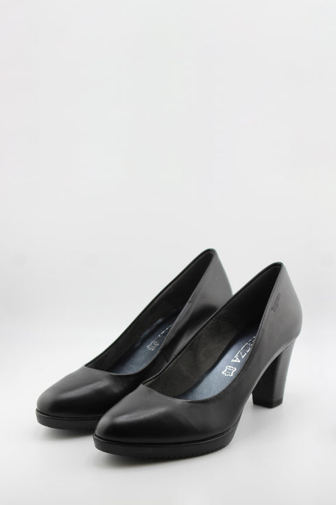 Ragazza Classic Leather Block Heel Pumps