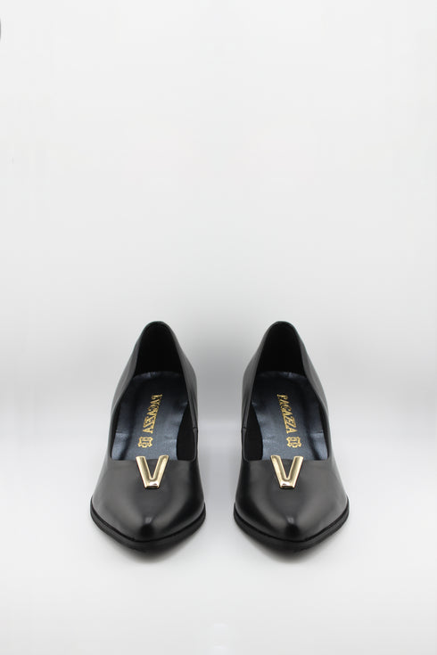 Ragazza Leather Block Heel Loafers with Embellishment