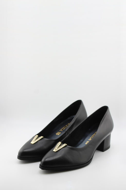 Ragazza Leather Block Heel Loafers with Embellishment