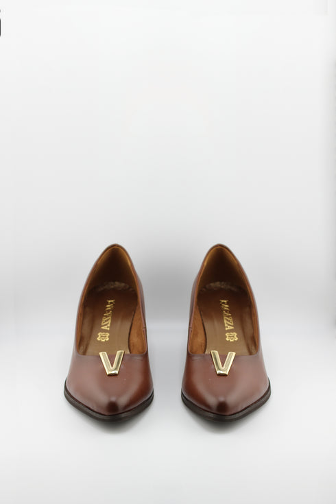 Ragazza Leather Block Heel Loafers with Embellishment
