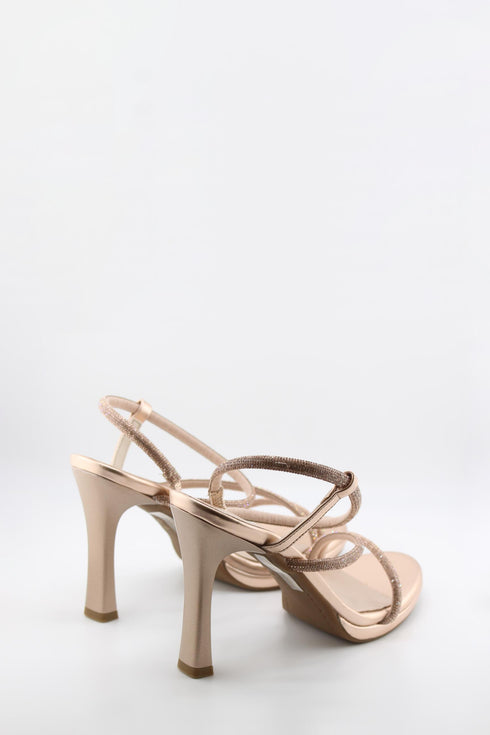 Ragazza Strappy High-Heel Sandal with Rhinestones