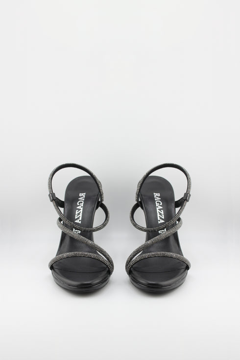 Ragazza Strappy High-Heel Sandal with Rhinestones