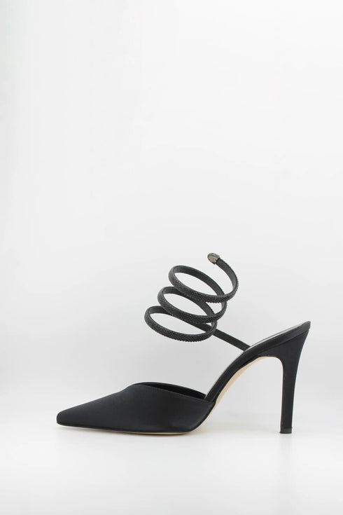 Sante Elegant Spiral-Strap Pointed Stiletto Mules