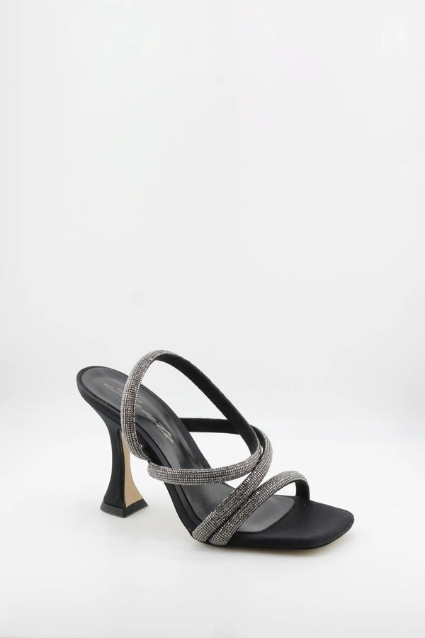 Sante Embossed Strap Square-Toe Heeled Sandals