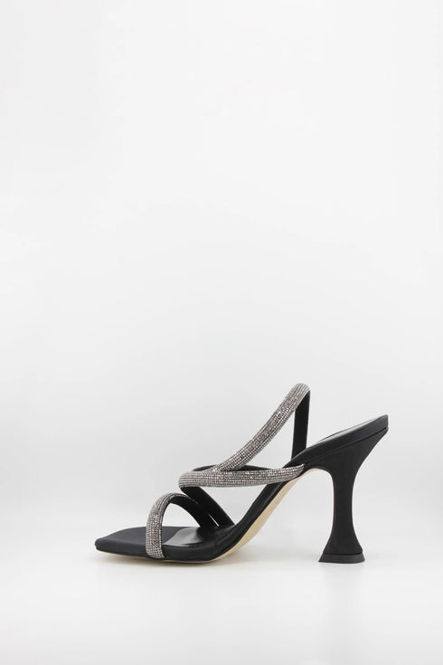 Sante Embossed Strap Square-Toe Heeled Sandals