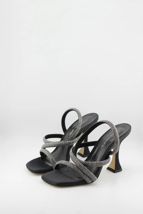 Sante Embossed Strap Square-Toe Heeled Sandals