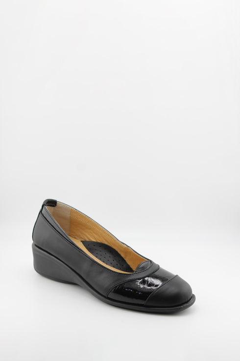 DFC Relax Leather Wedge Loafers with Gloss Trim