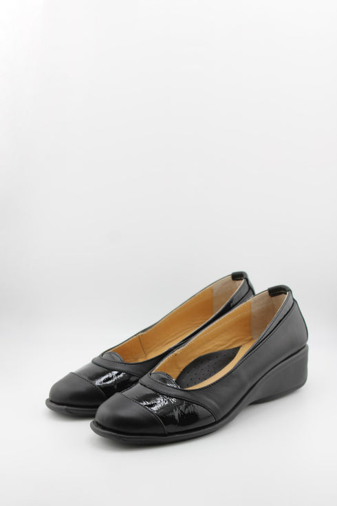 DFC Relax Leather Wedge Loafers with Gloss Trim