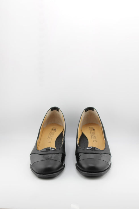 DFC Relax Leather Wedge Loafers with Gloss Trim