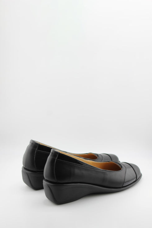 DFC Relax Leather Wedge Loafers with Gloss Trim
