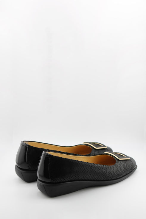 DFC Relax Elegant Buckle Textured Ballet Flats