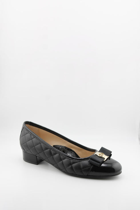 DFC Relax Quilted Leather Ballet Flats with Bow