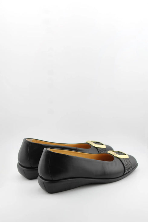DFC Relax Leather Slip-On Flats with Buckle