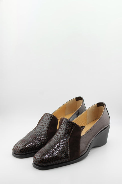 DFC Relax Snake skin Patterned Wedge Loafers