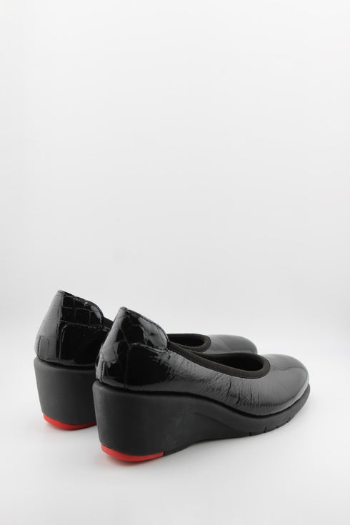 DFC Relax Patent Leather Wedge Slip-On Loafers