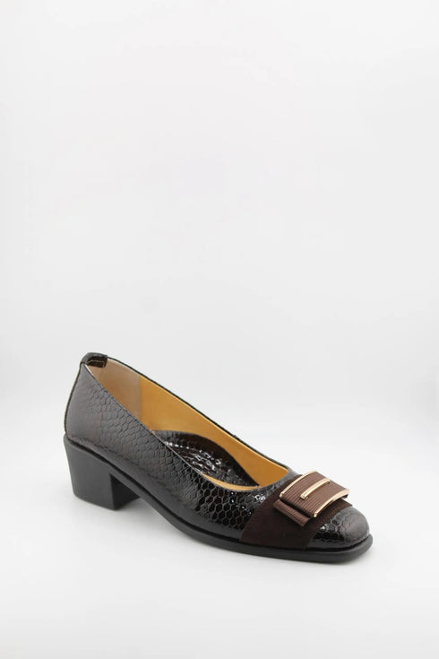 DFC Relax Snake Embossed Block Heel Pumps
