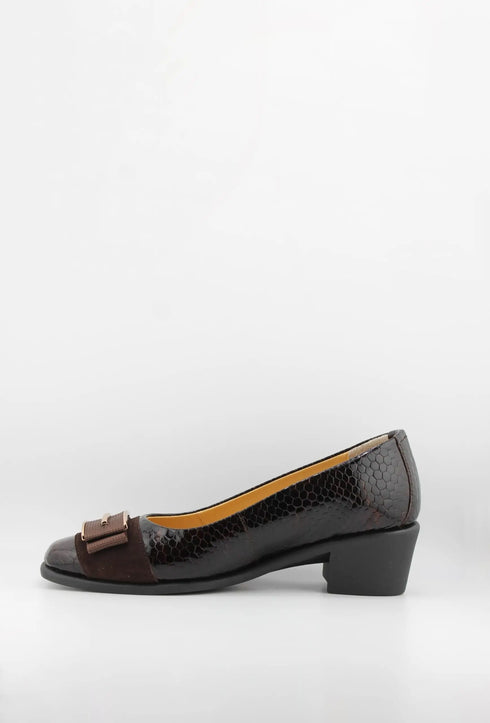 DFC Relax Snake Embossed Block Heel Pumps