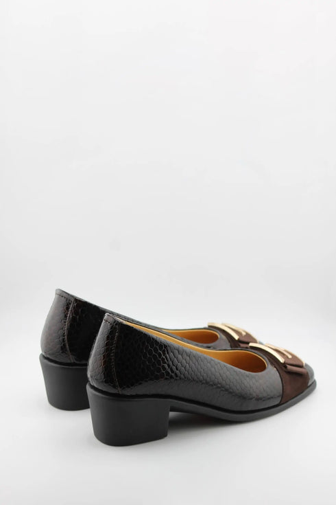 DFC Relax Snake Embossed Block Heel Pumps