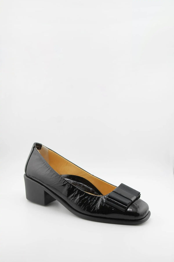 DFC Relax Block Heel Leather Loafers with Bow