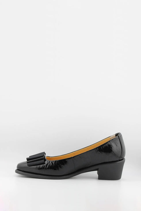DFC Relax Block Heel Leather Loafers with Bow