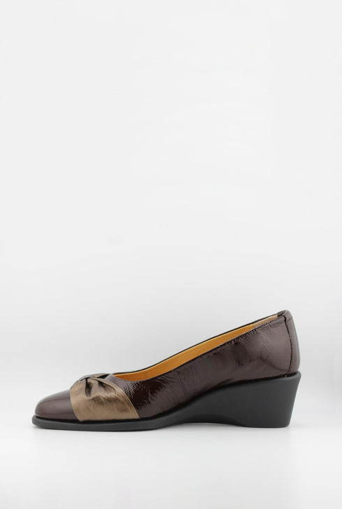 DFC Relax Wedge Heel Leather Bow Loafers