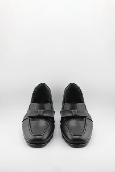 DFC Relax Leather Wedge Loafers with Bow