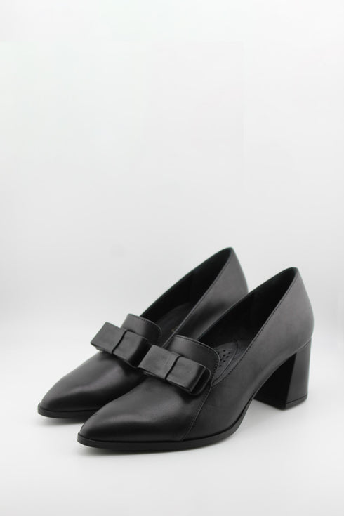 DFC Relax Pointed Toe Heeled Loafers with Bow