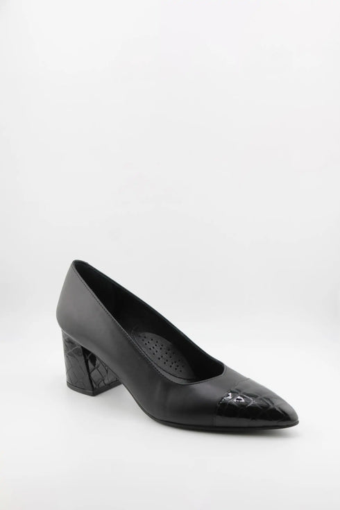DFC Relax Patent Textured Block Heel Pumps