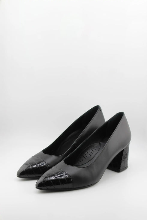 DFC Relax Patent Textured Block Heel Pumps