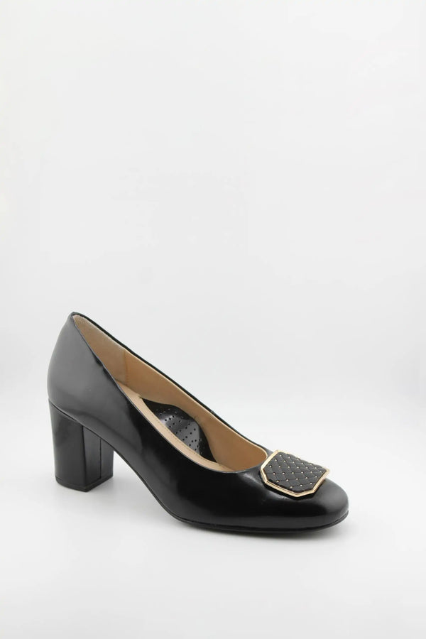 DFC Relax Block Heel Loafer with Metallic Accent