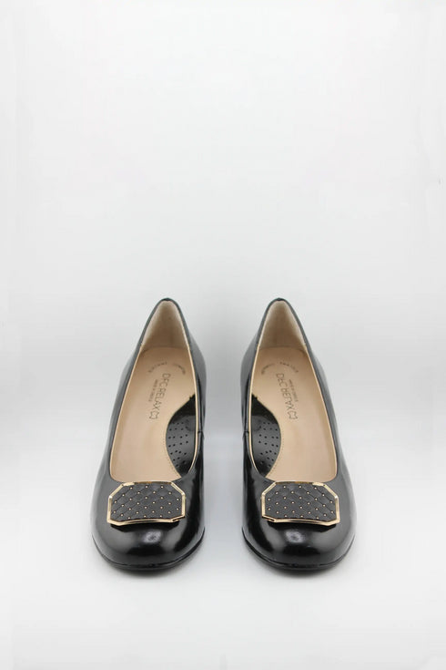 DFC Relax Block Heel Loafer with Metallic Accent