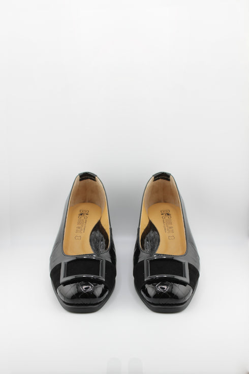 DFC Relax Patent Leather Wedge Loafers with Buckle