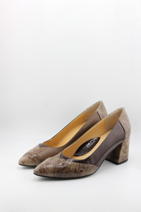 DFC Relax Textured Leather Block Heel Pumps