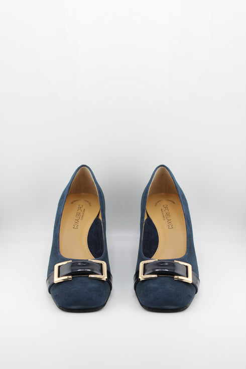 DFC Relax Suede Block Heel Loafers with Buckle