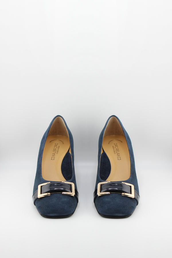 DFC Relax Suede Block Heel Loafers with Buckle