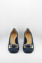 DFC Relax Suede Block Heel Loafers with Buckle
