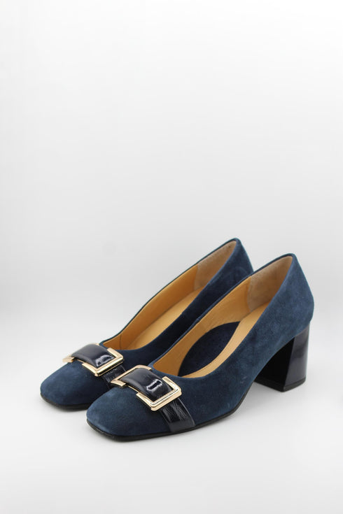 DFC Relax Suede Block Heel Loafers with Buckle